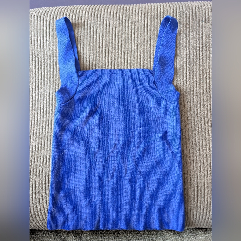 Diane Von Furstenberg Vibrant Blue Ribbed Top